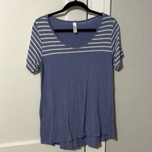 Lularoe blue & white striped short sleeve